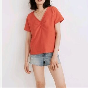 Madewell Ottoman Jacquard Ruched-Front Top